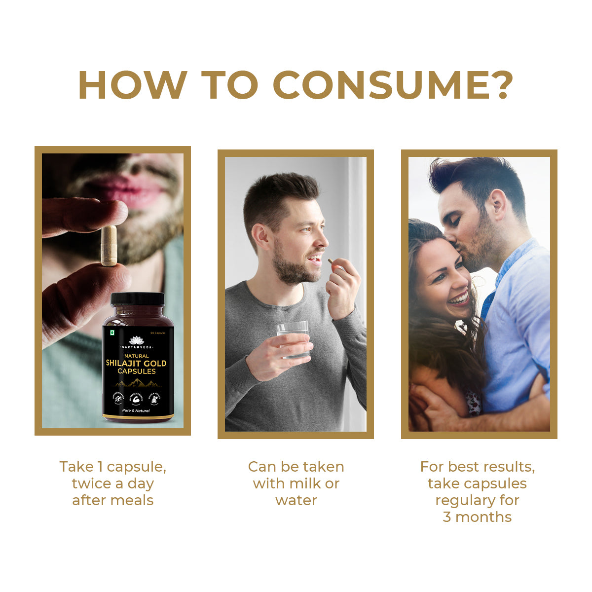 Saptamveda Shilajit Gold Capsules - Ashwagandha & Safed Musli for Vitality & Wellness, 500mg