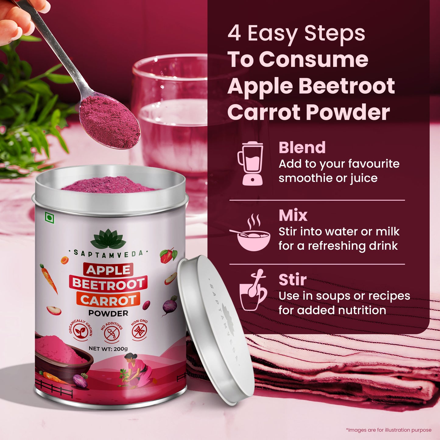 ABC Powder – Apple Beetroot Carrot Powder  |  How to consume