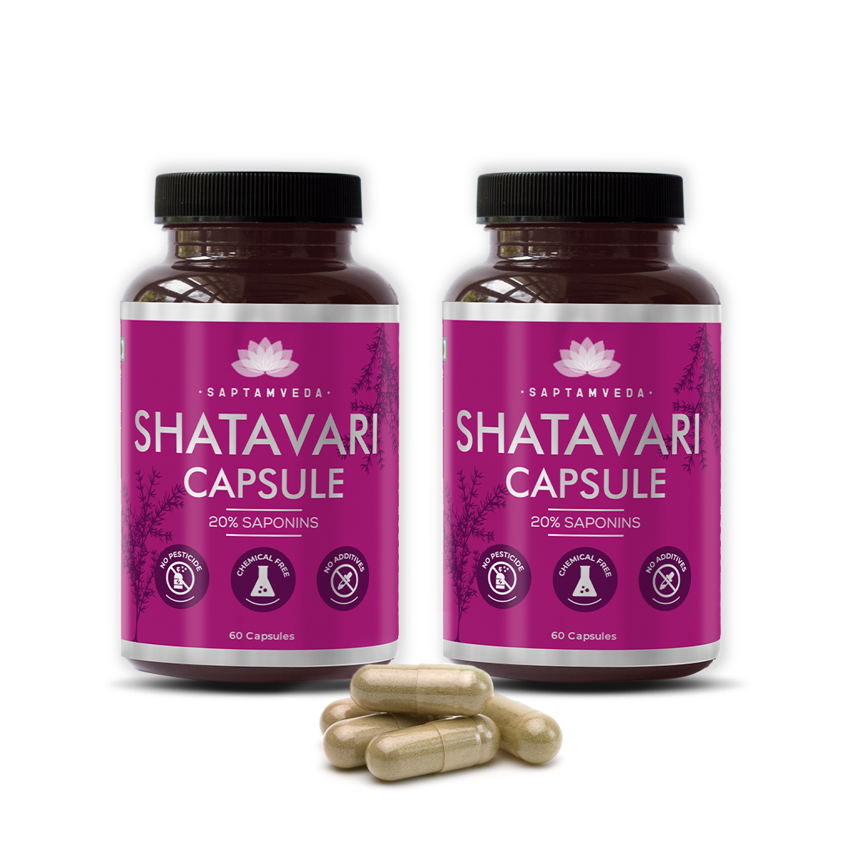Natural Shatavari Capsules - Hormonal Balance & Women's Health, 60 Capsules