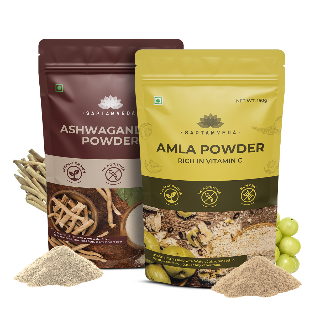 Ashwagandha & Amla Powder - Immune Support & Skin Health, 250g + 150g