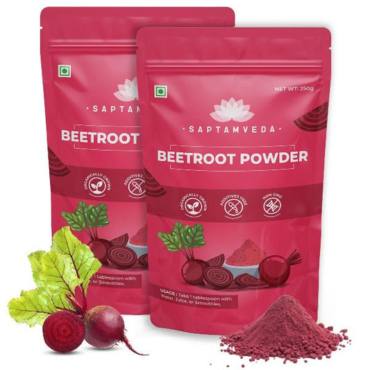 Saptamveda Beetroot Powder - Organic Superfood for Energy, Heart Health & Nutrition, 250g