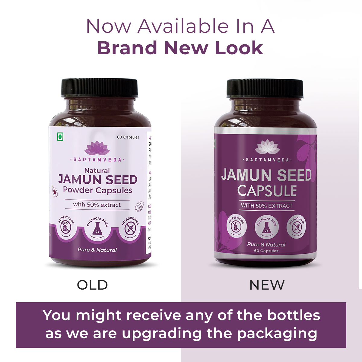 Natural Jamun Seed Capsules - Blood Sugar Support, Digestion & Detox, 50% Extract, 60 Capsules
