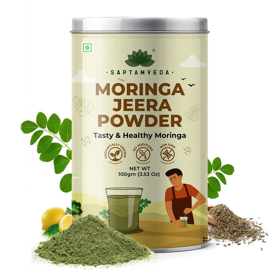 Saptamveda Moringa Jeera Powder – Herbal Blend for Digestion, Detox & Metabolism