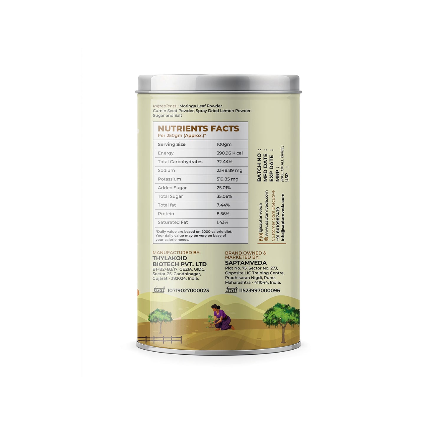 Saptamveda Moringa Jeera Powder – Herbal Blend for Digestion, Detox & Metabolism