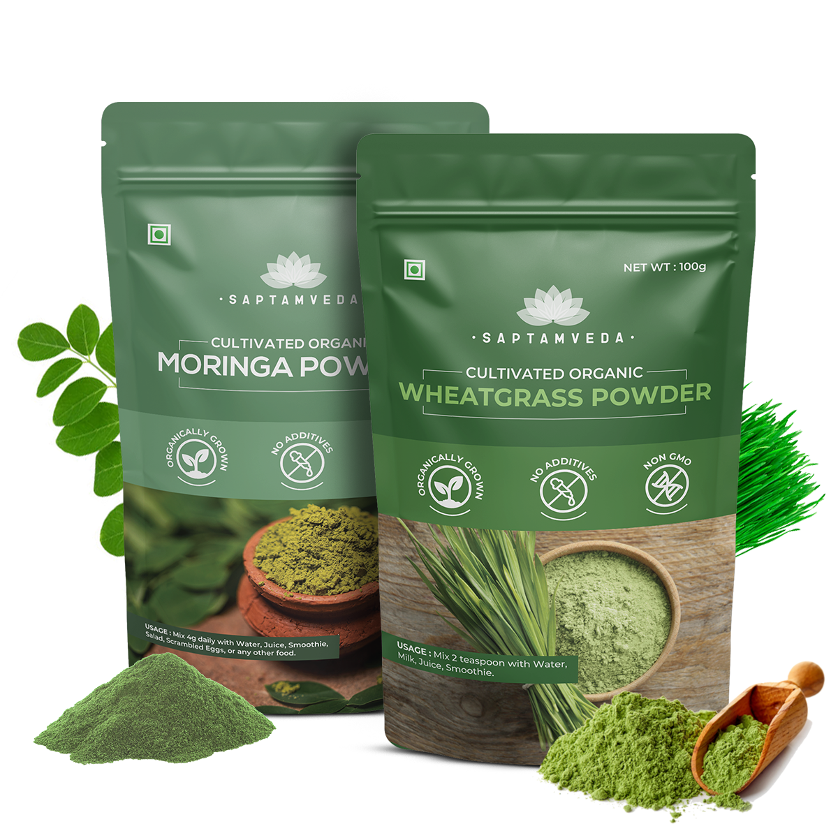 Organic Moringa Wheatgrass Powder Metabolism Energy Boost, 150g 100g