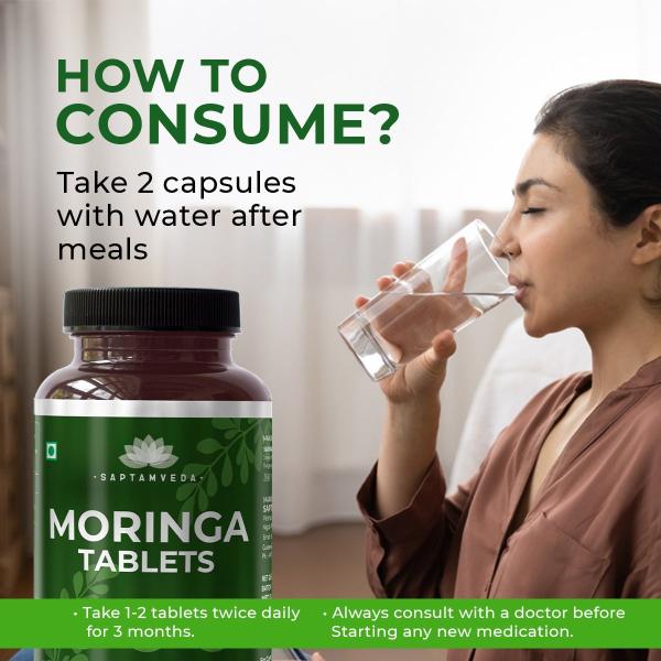 Saptamveda Organic Moringa Tablets - Protein-Rich Organic Superfood for Energy, Immunity & Weight Support