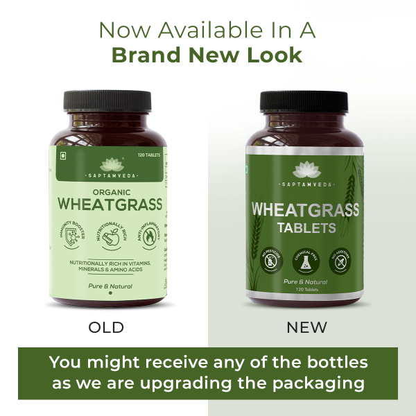 Saptamveda Organic Wheatgrass Tablets - Detox, Energy & Immunity Boost, 500mg Each