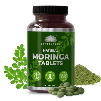 Saptamveda Organic Moringa Tablets – 500mg Each | Aids in Weight Management | Metabolism Booster | Protein Rich Organic Superfood for Energy, Immunity & Nutritional Support