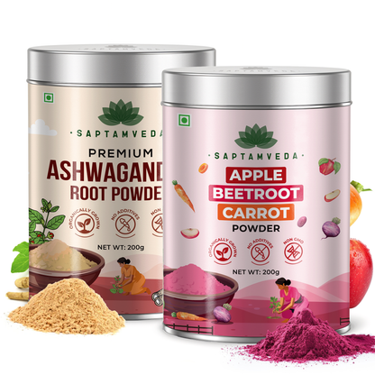 Apple Beetroot Carrot & Ashwagandha Powder 200gm each | Tin Combo