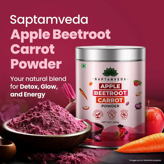 Saptamveda ABC Powder – Apple Beetroot Carrot Blend | Natural Superfood for Energy, Skin & Heart Health | 200g Tin