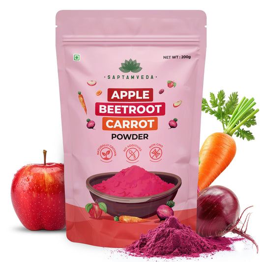 Saptamveda ABC Powder – Apple, Beetroot & Carrot Superfood Powder for Immunity, Skin & Digestion 200gm (Pouch)