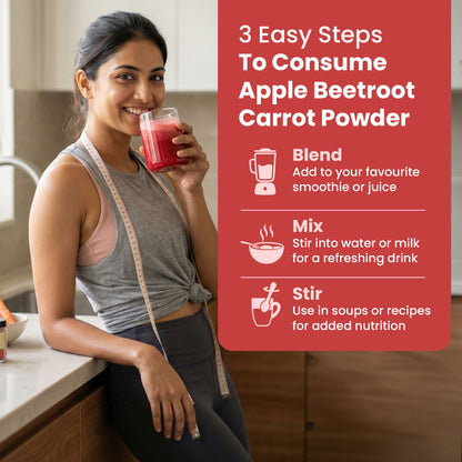 Saptamveda ABC Powder – Apple, Beetroot & Carrot Superfood Powder for Immunity, Skin & Digestion 200gm (Pouch)