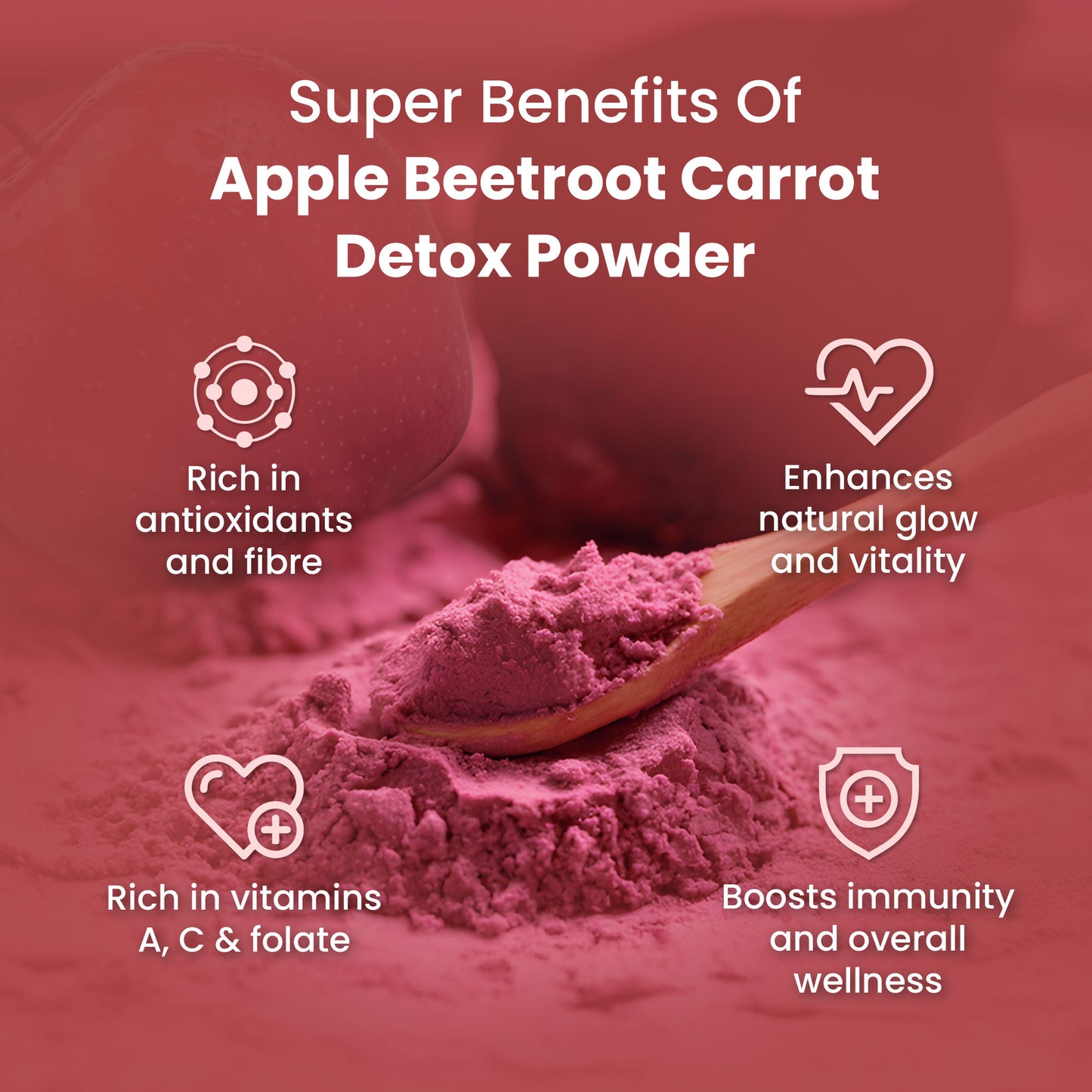 Saptamveda ABC Powder – Apple, Beetroot & Carrot Superfood Powder for Immunity, Skin & Digestion 200gm (Pouch)