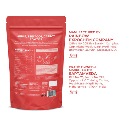 Saptamveda ABC Powder – Apple, Beetroot & Carrot Superfood Powder for Immunity, Skin & Digestion 200gm (Pouch)
