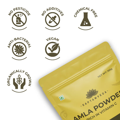 Saptamveda Organic Amla Powder – 300g – Natural Vitamin C Superfood for Immunity, Skin & Hair Health – Antioxidant-Rich, Non-GMO, Vegan