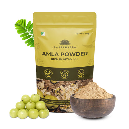 Saptamveda Organic Amla Powder – 300g – Natural Vitamin C Superfood for Immunity, Skin & Hair Health – Antioxidant-Rich, Non-GMO, Vegan