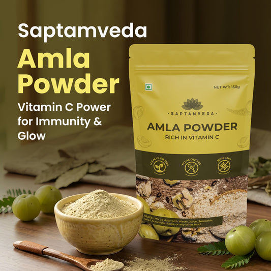 Saptamveda Organic Amla Powder - Vitamin C Superfood for Immunity & Skin Health, 300g