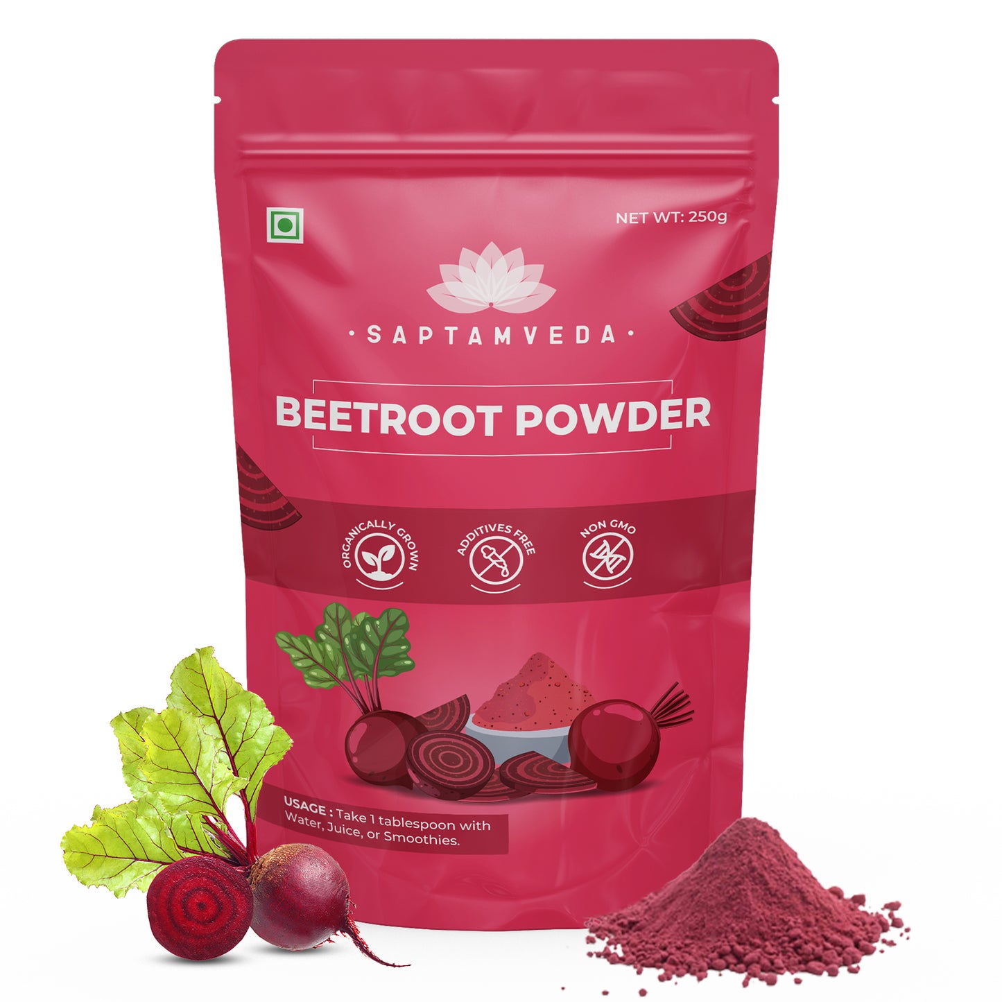 Saptamveda Beetroot Powder | Organic Superfood for Energy, Heart Health & Nutrition