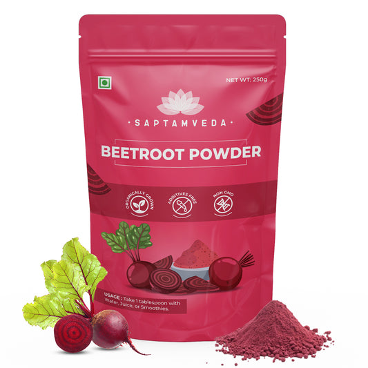 Saptamveda Beetroot Powder - Organic Superfood for Energy, Heart Health & Nutrition, 250g