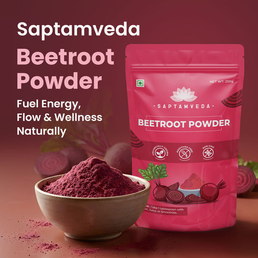 Saptamveda Beetroot Powder - Organic Superfood for Energy, Heart Health & Nutrition, 250g
