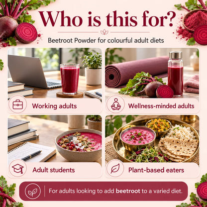 Saptamveda Beetroot Powder – Natural Beetroot Superfood for Daily Nutrition, Energy & Wellness | 100g Composite Tin