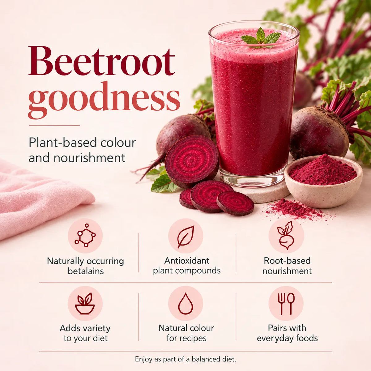 Saptamveda Beetroot Powder – Natural Beetroot Superfood for Daily Nutrition, Energy & Wellness | 100g Composite Tin