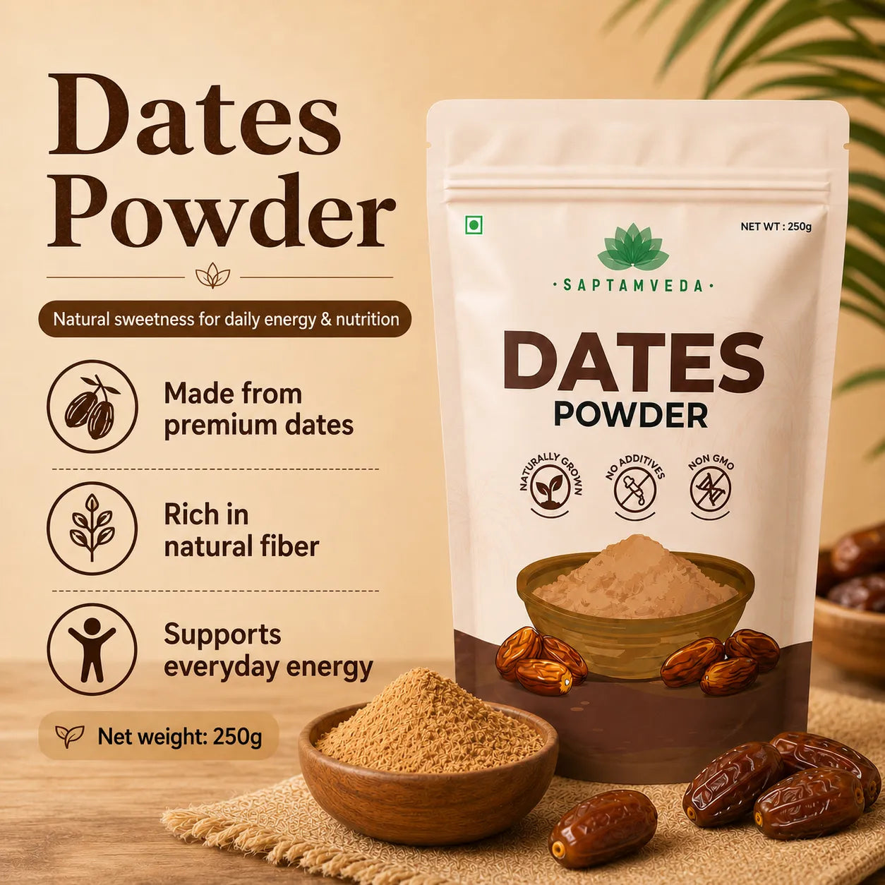 Dates Powder – Natural Sweetener & Sugar Alternative for Babies, Kids & Family | 250g