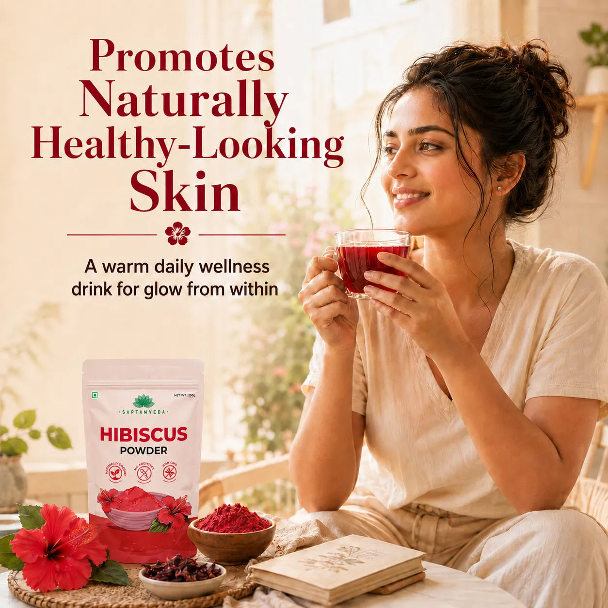 Hibiscus Flower Powder – Natural Flower Powder for Hair, Skin & Wellness Rituals | 250g