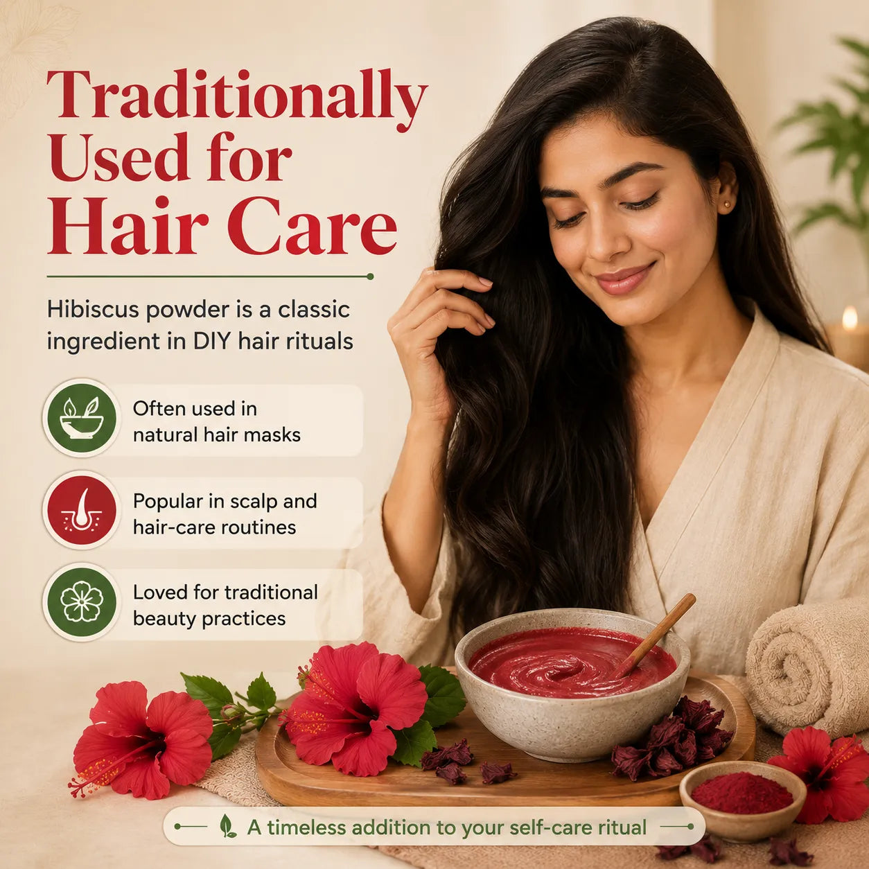 Hibiscus Flower Powder – Natural Flower Powder for Hair, Skin & Wellness Rituals | 250g