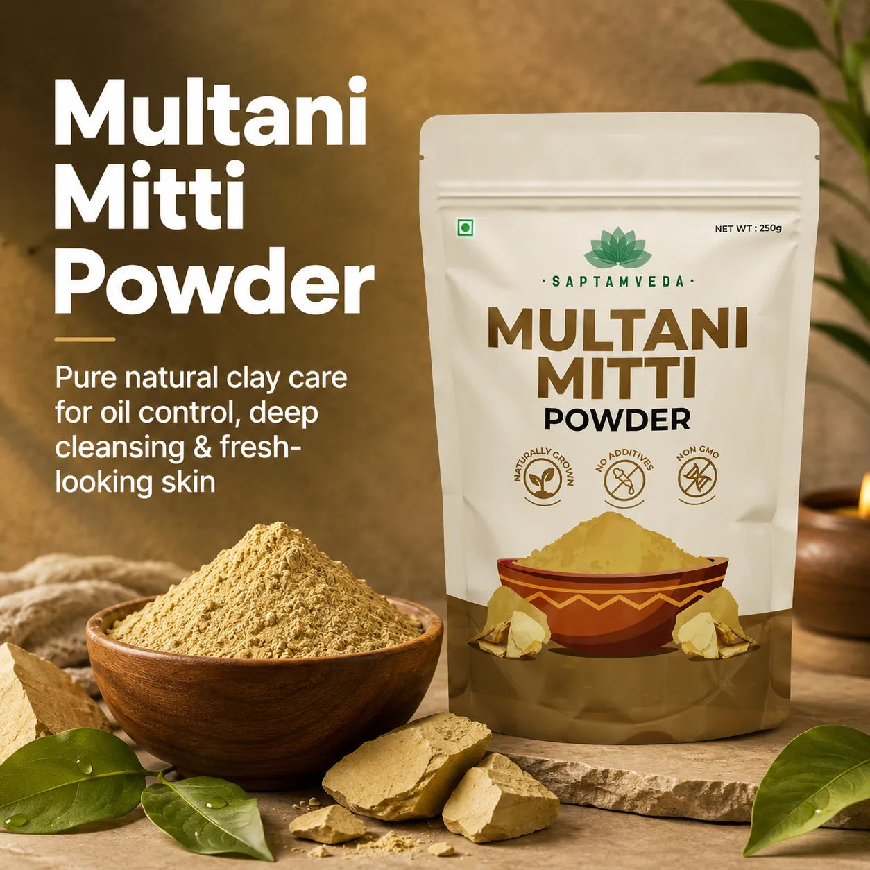 Multani Mitti Powder – Natural Clay Powder for Face Pack, Oil Control & Skin Cleansing | 250g