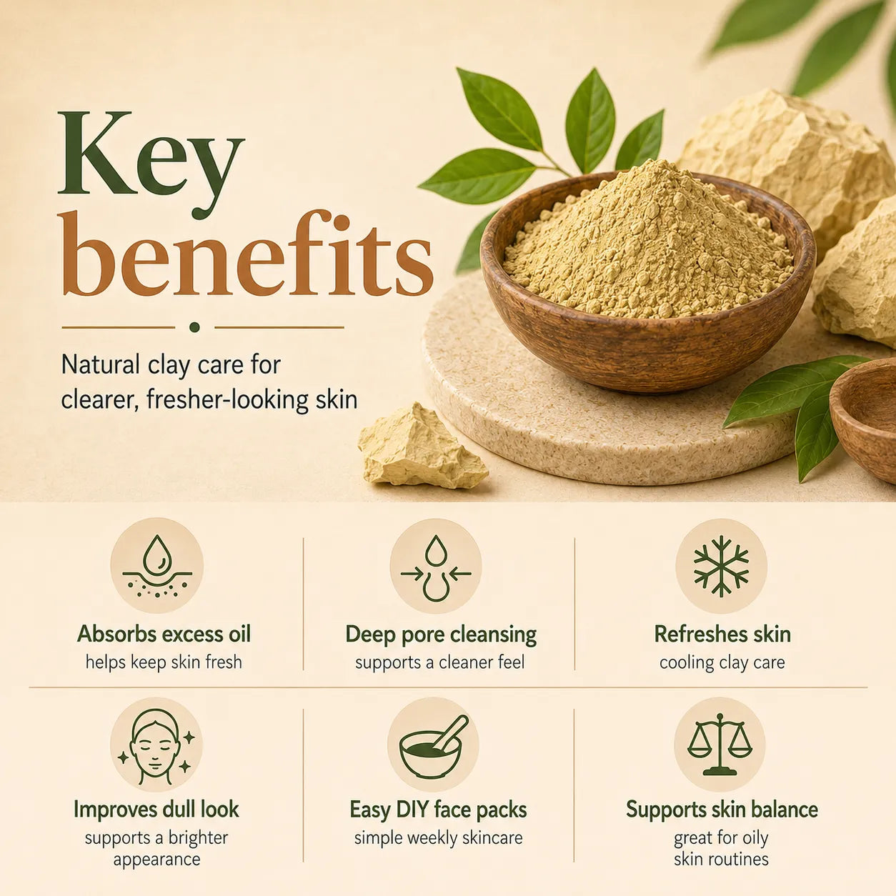 Multani Mitti Powder – Natural Clay Powder for Face Pack, Oil Control & Skin Cleansing | 250g