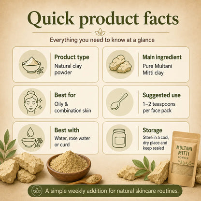 Multani Mitti Powder – Natural Clay Powder for Face Pack, Oil Control & Skin Cleansing | 250g