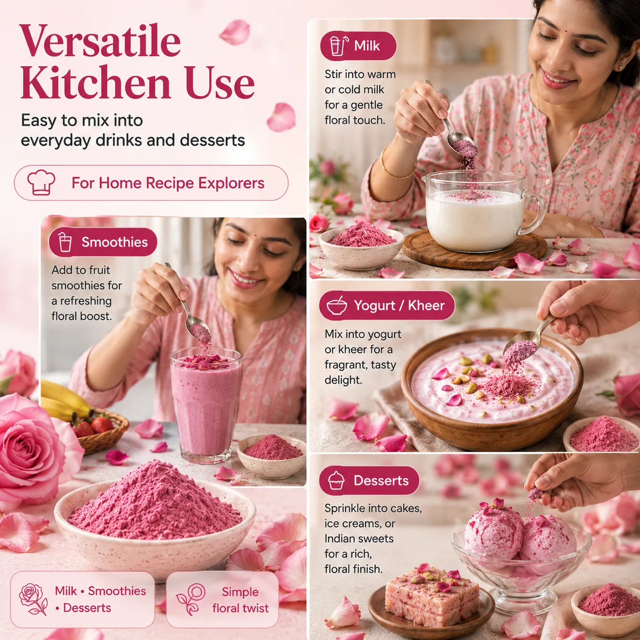 Rose Petal Powder – Natural Flower Powder for Skin, Hair & Self-Care Rituals | 250g