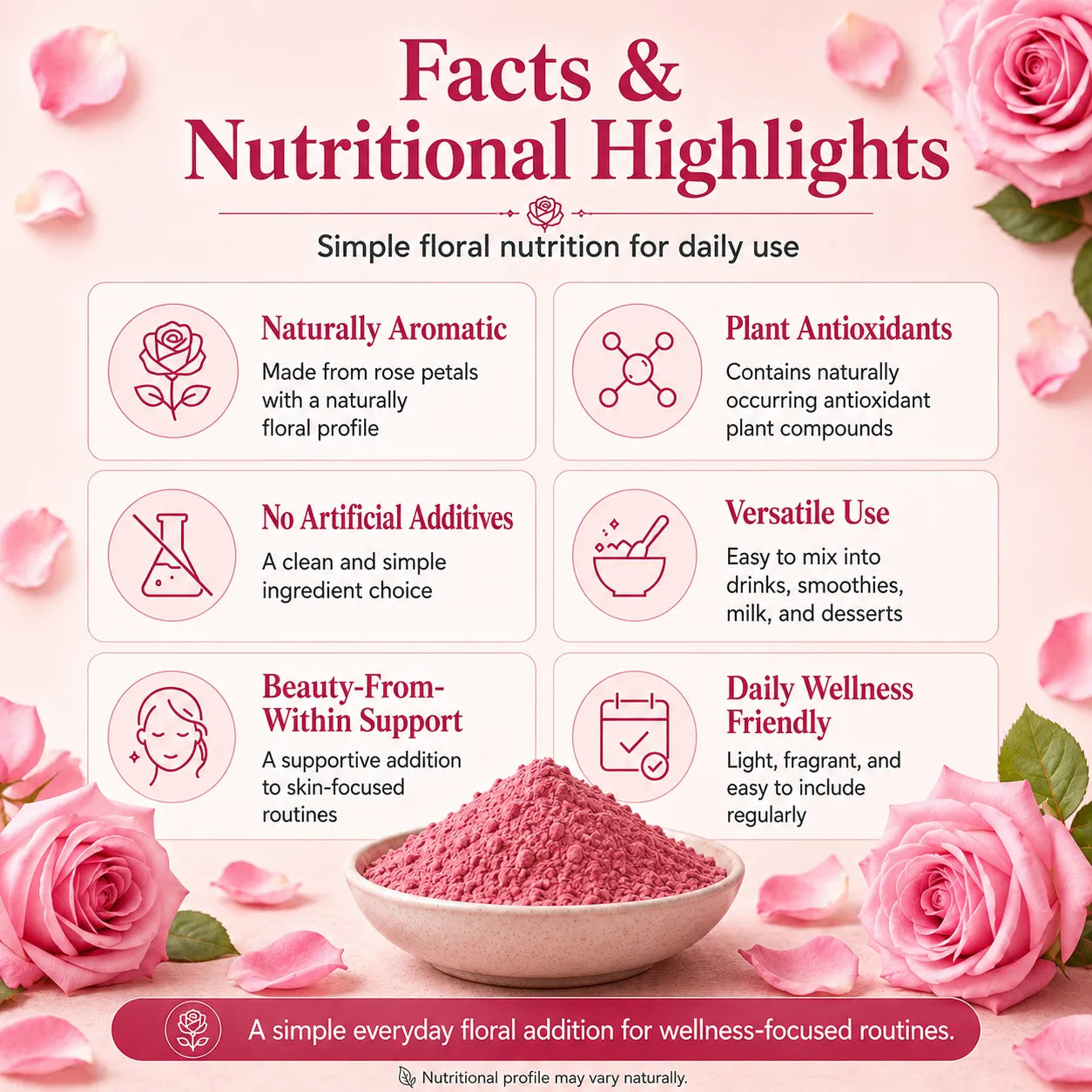 Rose Petal Powder – Natural Flower Powder for Skin, Hair & Self-Care Rituals | 250g