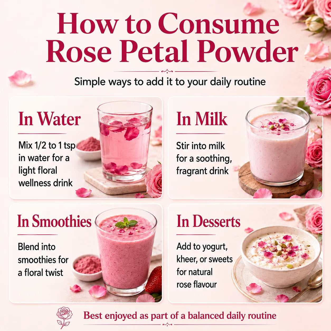 Rose Petal Powder – Natural Flower Powder for Skin, Hair & Self-Care Rituals | 250g