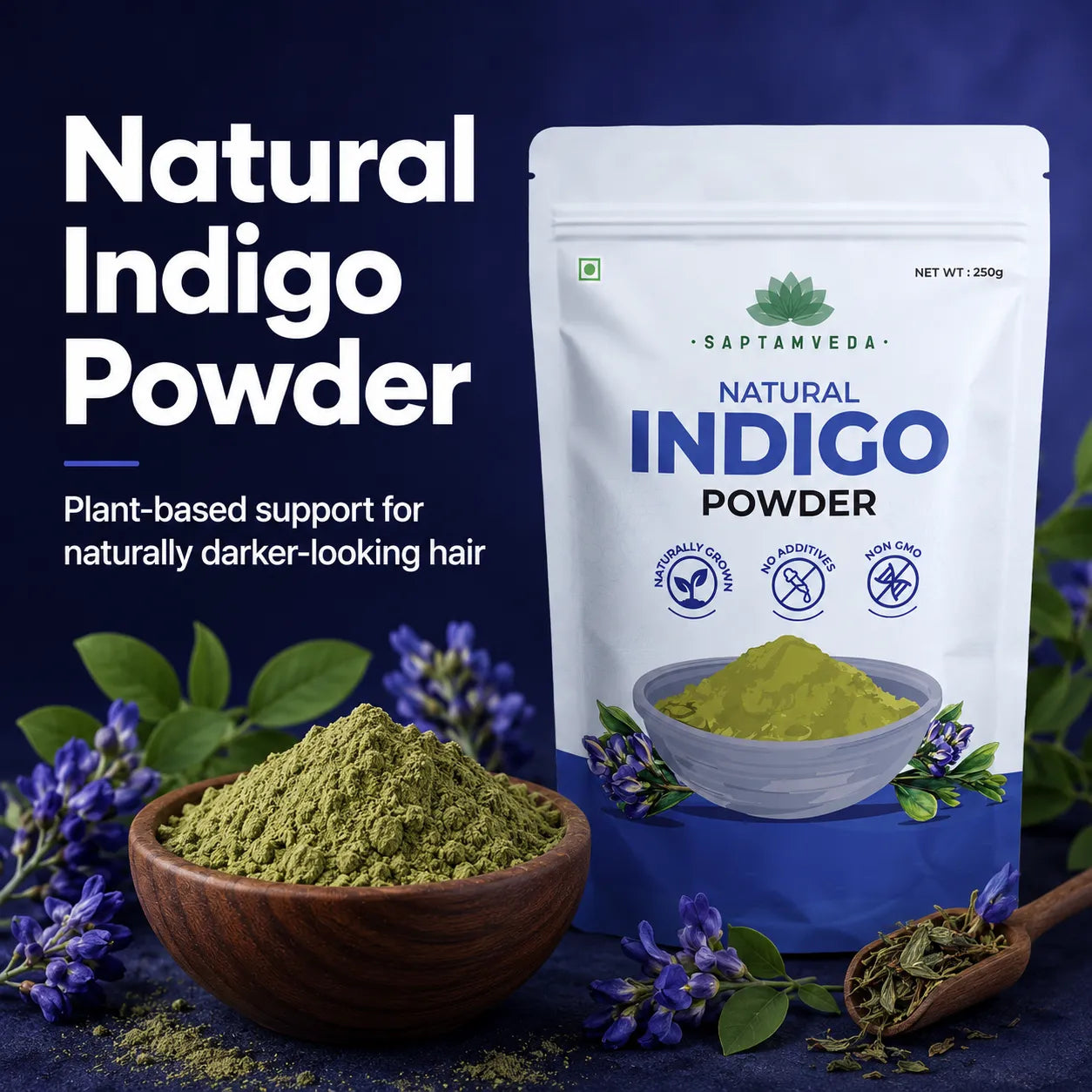 Indigo Powder – Natural Hair Colour Powder for Herbal Hair Dye Rituals | 250g