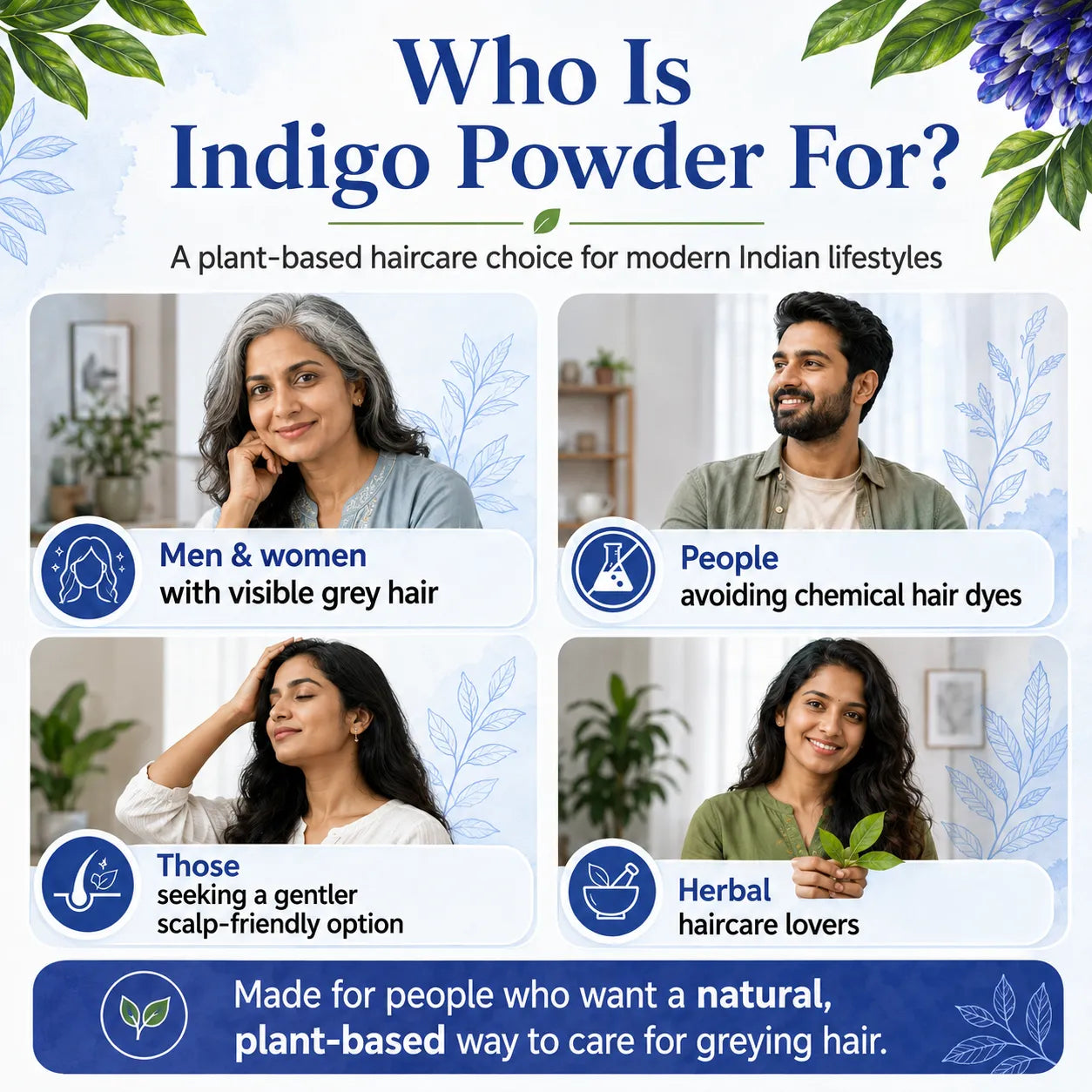 Indigo Powder – Natural Hair Colour Powder for Herbal Hair Dye Rituals | 250g