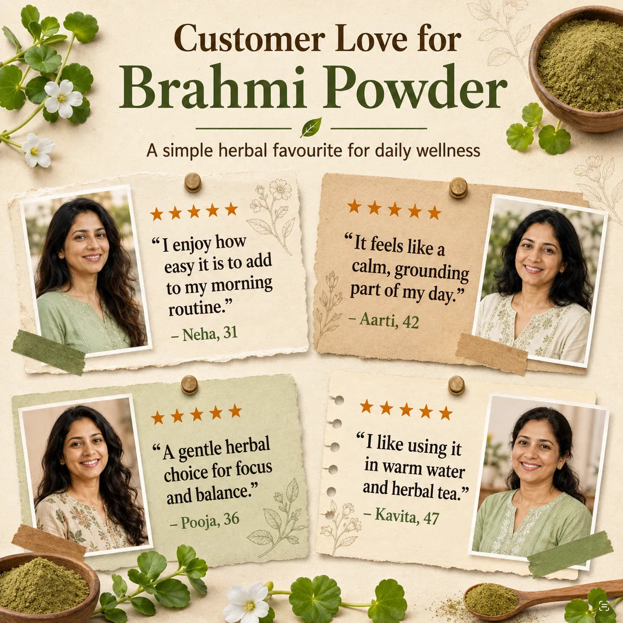 Saptamveda Brahmi Powder – Traditional Herbal Powder for Daily Wellness & Mindful Living