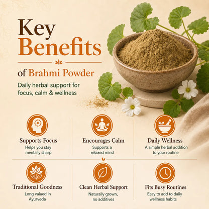 Saptamveda Brahmi Powder – Traditional Herbal Powder for Daily Wellness & Mindful Living