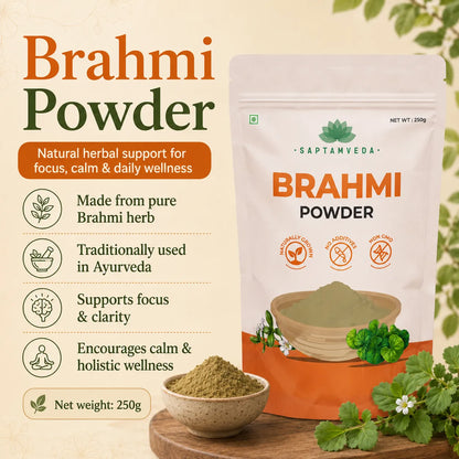 Saptamveda Brahmi Powder – Traditional Herbal Powder for Daily Wellness & Mindful Living