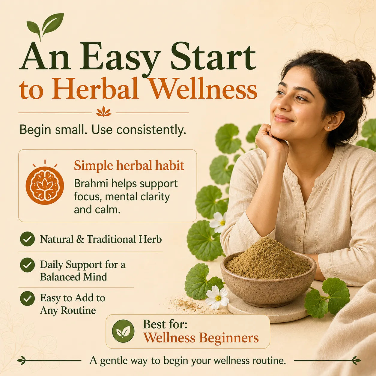 Saptamveda Brahmi Powder – Traditional Herbal Powder for Daily Wellness & Mindful Living