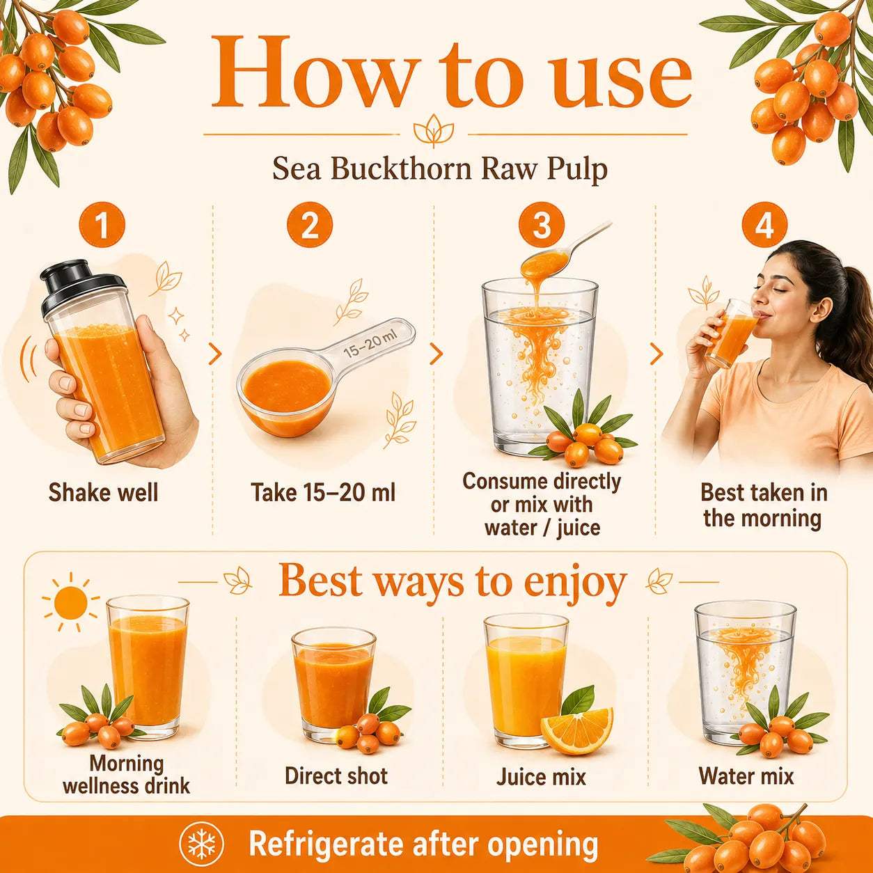 Saptamveda Sea Buckthorn Pulp | Himalayan Superfruit for Skin, Immunity & Energy