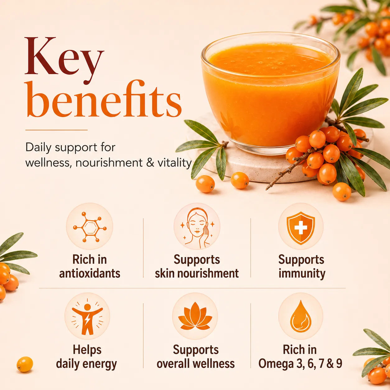 Saptamveda Sea Buckthorn Pulp | Himalayan Superfruit for Skin, Immunity & Energy