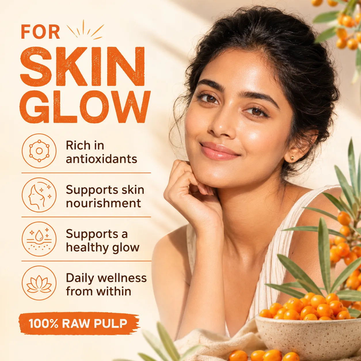 Saptamveda Sea Buckthorn Pulp | Himalayan Superfruit for Skin, Immunity & Energy