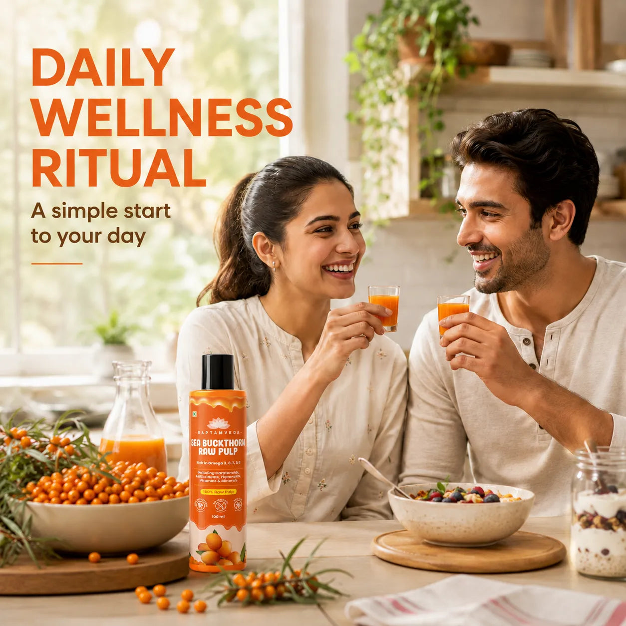 Saptamveda Sea Buckthorn Pulp | Himalayan Superfruit for Skin, Immunity & Energy