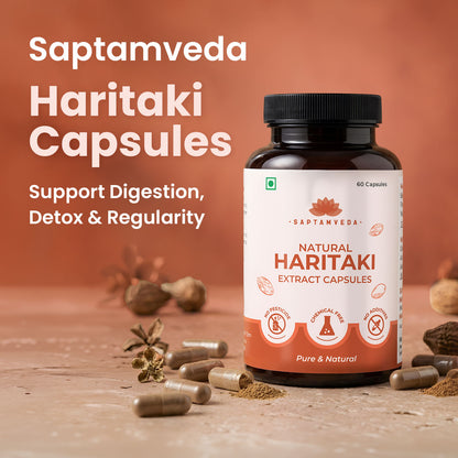 Natural Haritaki Capsules - Digestive Health & Detox Support, 500mg, 60 Capsules