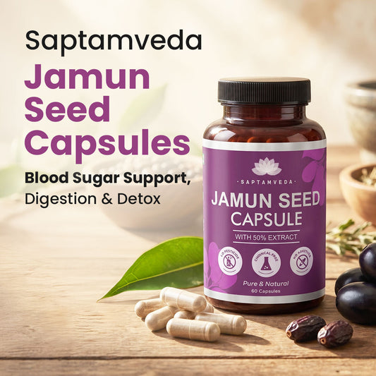 Natural Jamun Seed Capsules - Blood Sugar Support, Digestion & Detox, 50% Extract, 60 Capsules