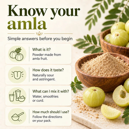 Saptamveda Amla Powder – Natural Indian Gooseberry Powder for Daily Nutrition, Immunity & Hair Care | 100g Composite Tin