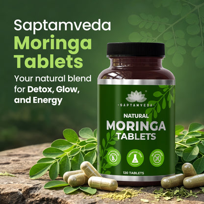 Saptamveda Organic Moringa Tablets - Protein-Rich Organic Superfood for Energy, Immunity & Weight Support