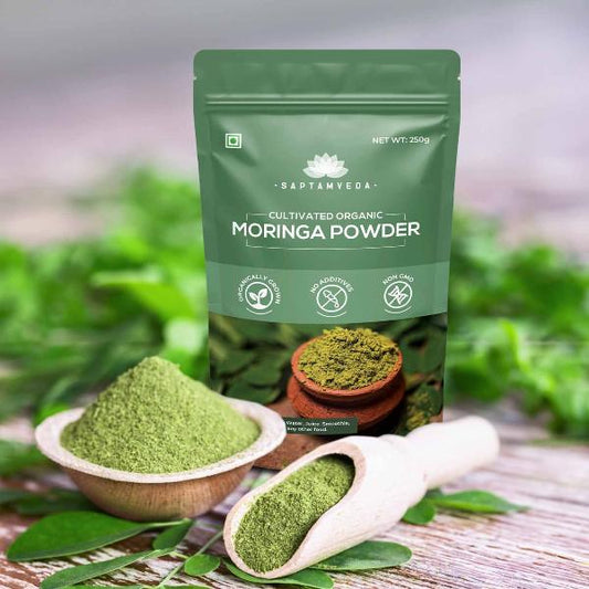 Saptamveda Organically Cultivated Moringa Leaf Powder | Metabolism Booster | Protein Rich Organic Superfood for Energy, Immunity & Nutritional Support – Rich in Vitamins & Antioxidants